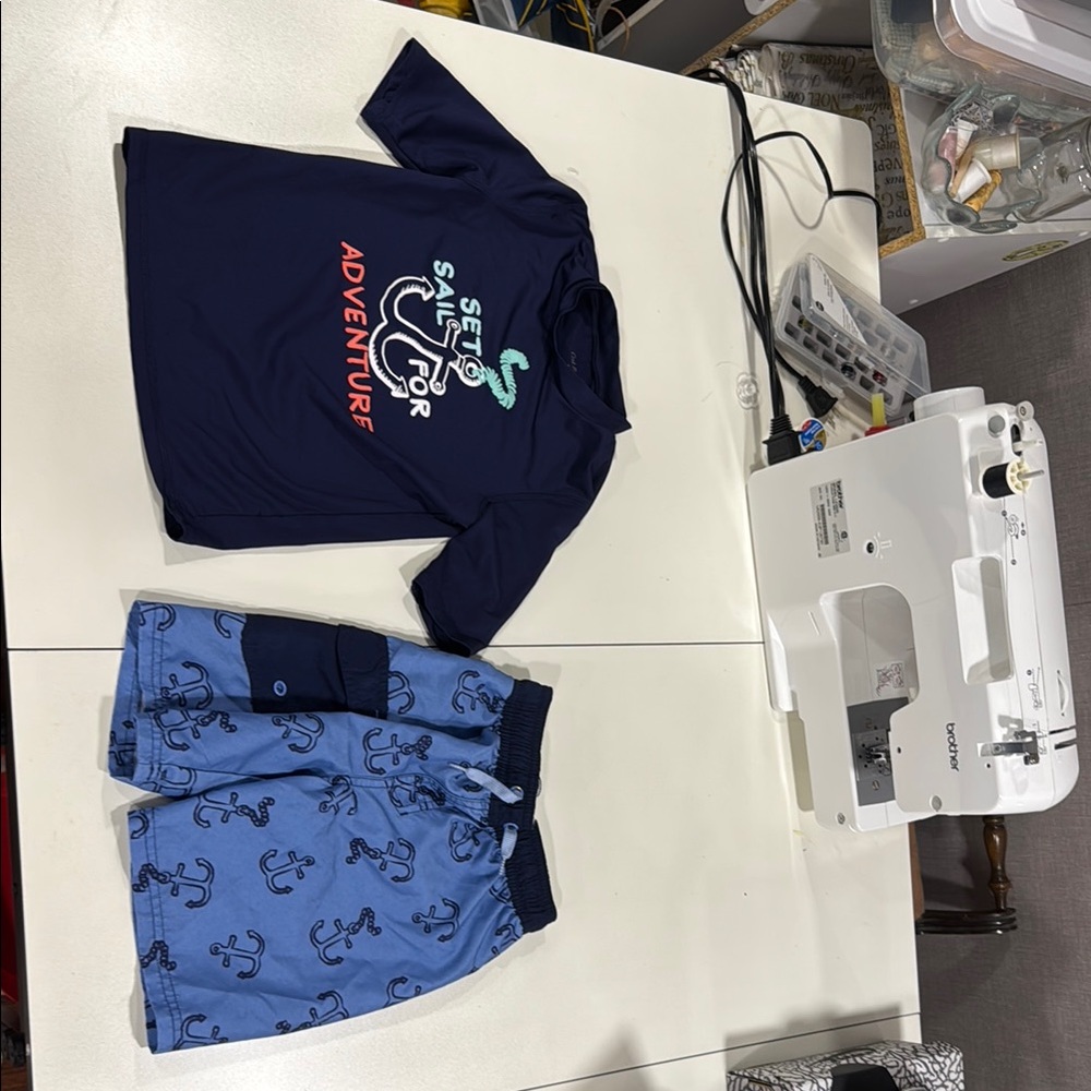 Cat & Jack Blue Rashguard Swim Top and Trunk Set